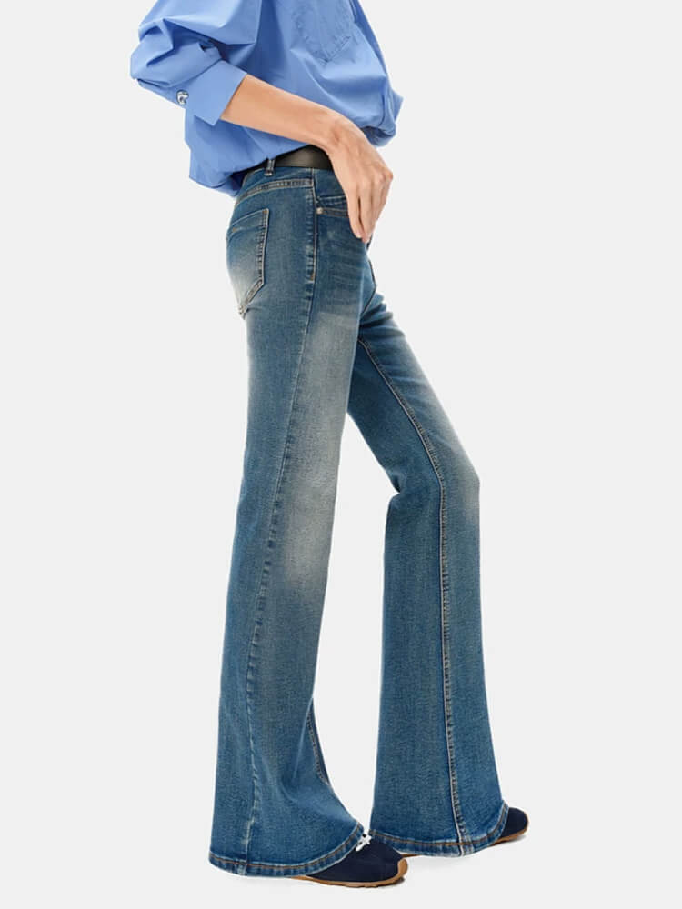 Stretchy Slim-Fit Flared Denim Pants - Image 5